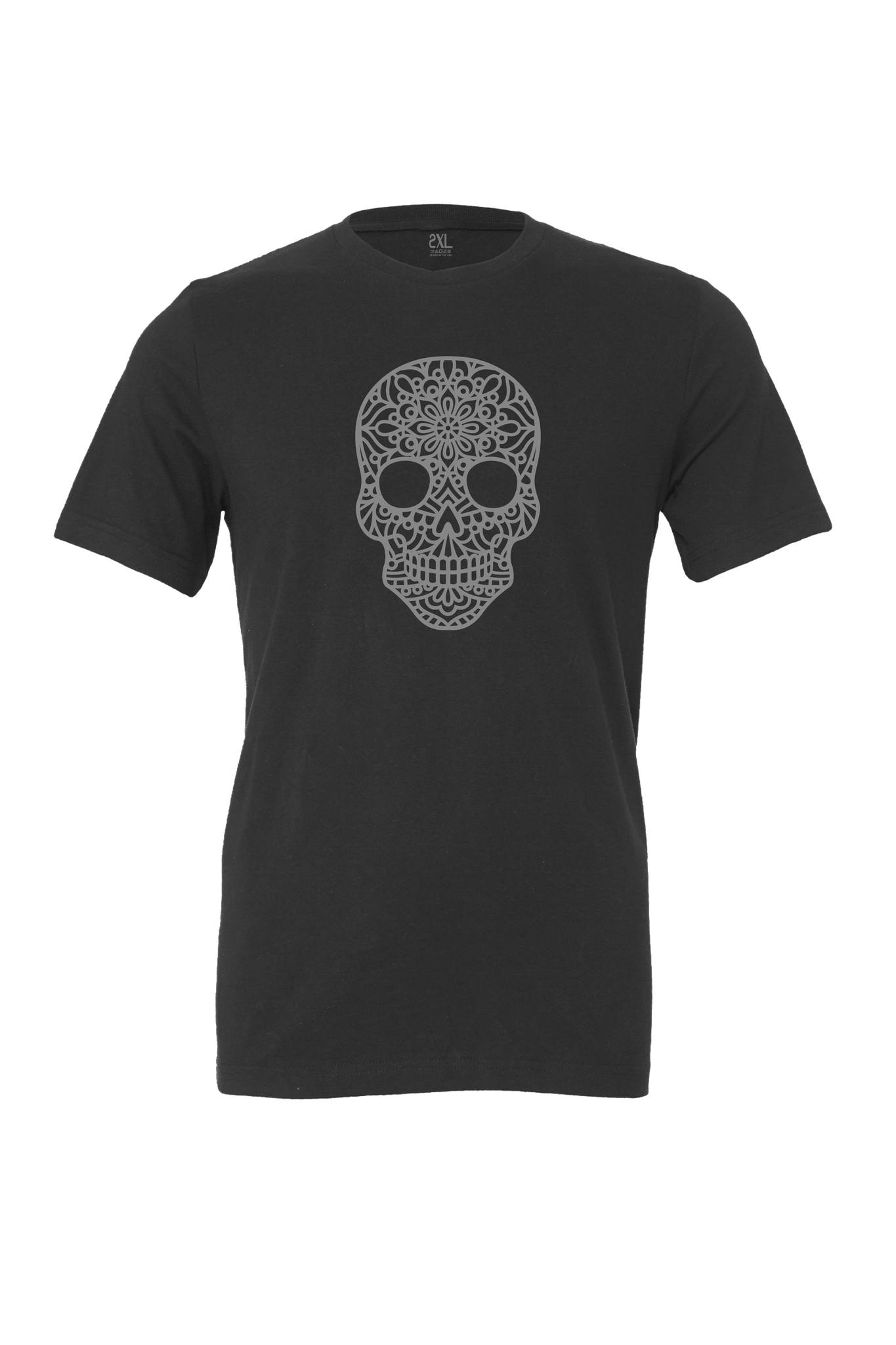 Silver Skull Mandala Design T-Shirt Short Sleeve