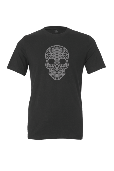 Silver Skull Mandala Design T-Shirt Short Sleeve